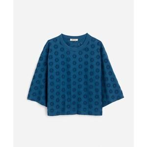 Madewell | NWT Embroidered Wide-Sleeve Boxy Tee in Sunfaded Blue | Sz XS